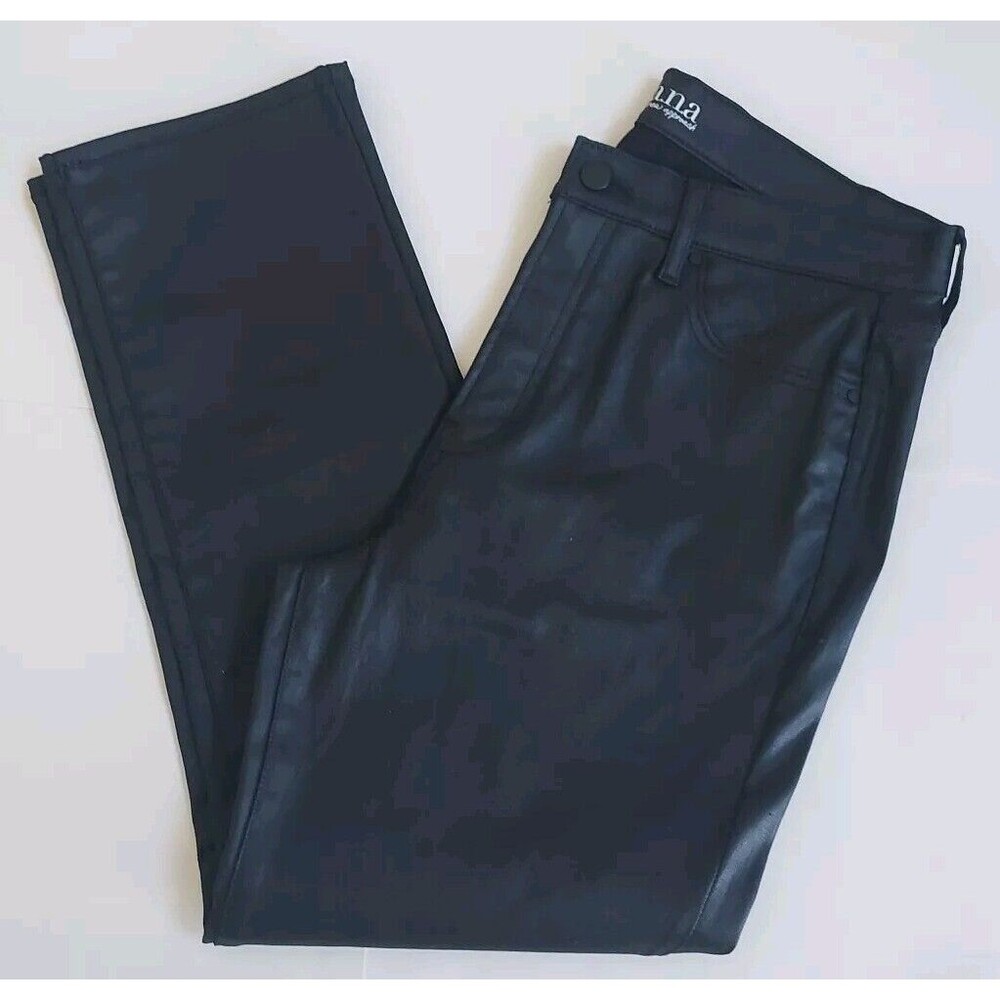 NWOT Ladies a.n.a. High-Rise Straight Black Satin Leather Finish Jeans Size 12